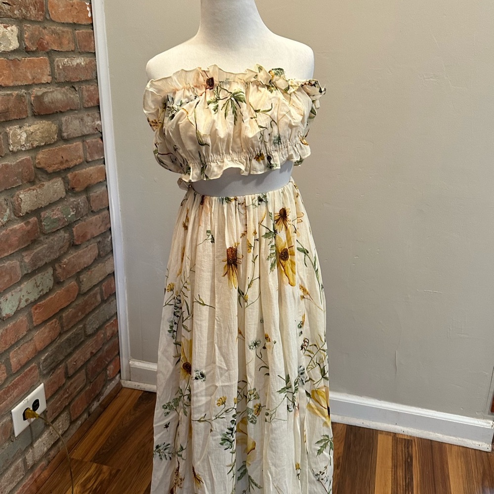 H&M Cream Floral Two Piece Set